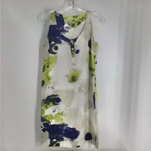 Earl Rutenberg Women’s Linen Shift Dress Beach Summer Resort Blue/Grey Size 4